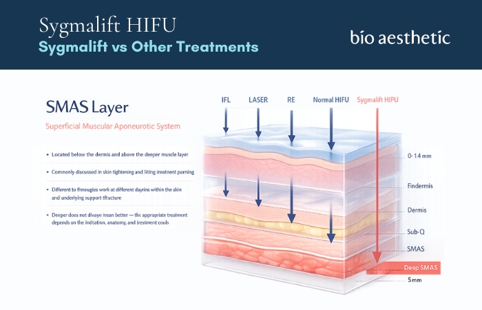 Sygmalift HIFU vs HIFU vs IPL vs laser vs RF