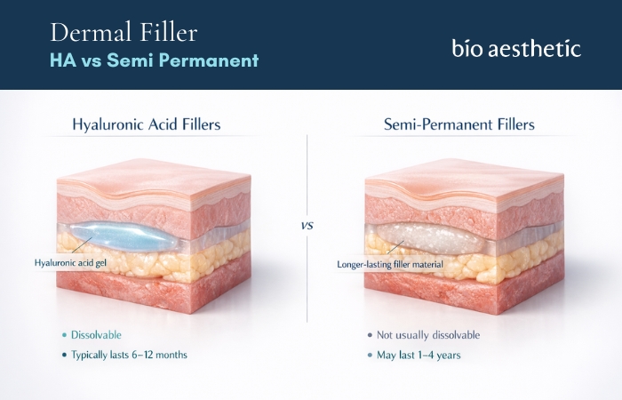 hyaluronic acid ha dermal filler vs semi permanent filler