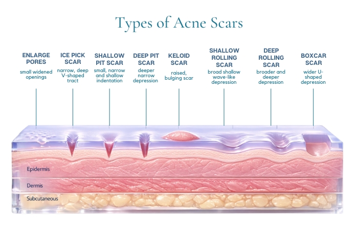 Different types of acne scars