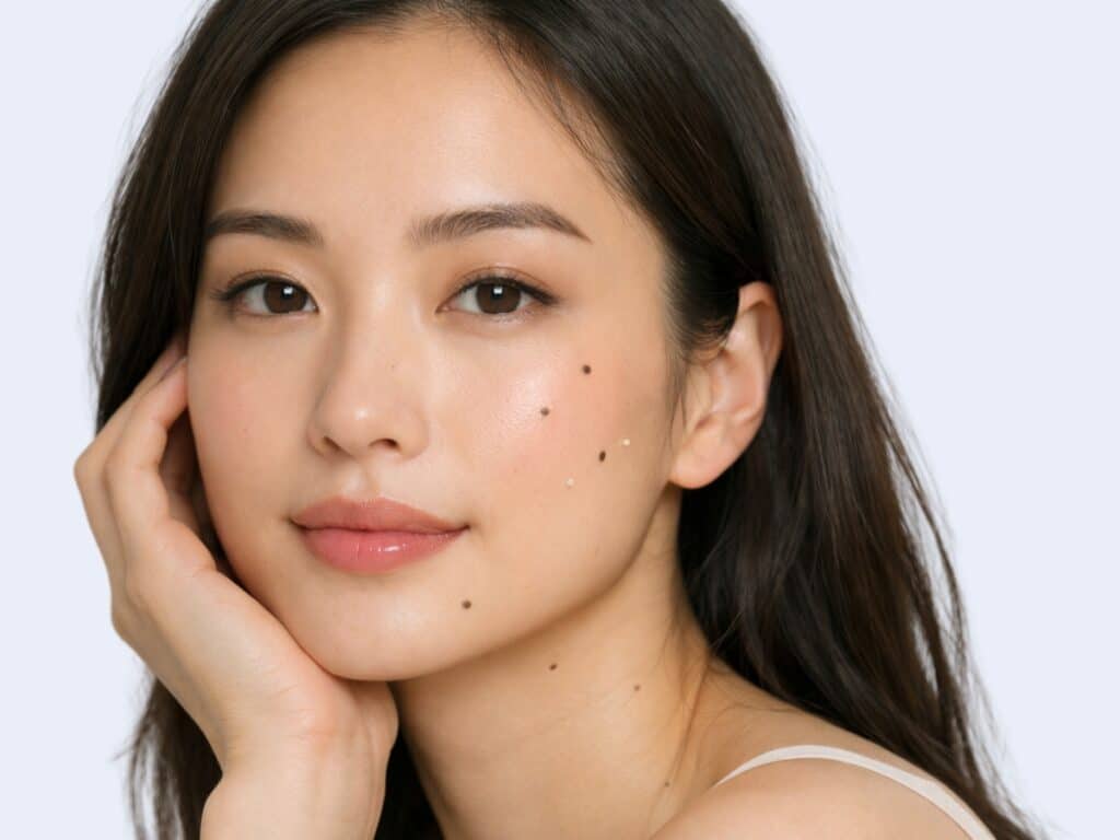 Asian woman with mole on face before mole removal assessment