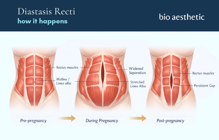 how does diastasis recti form and what is the cause